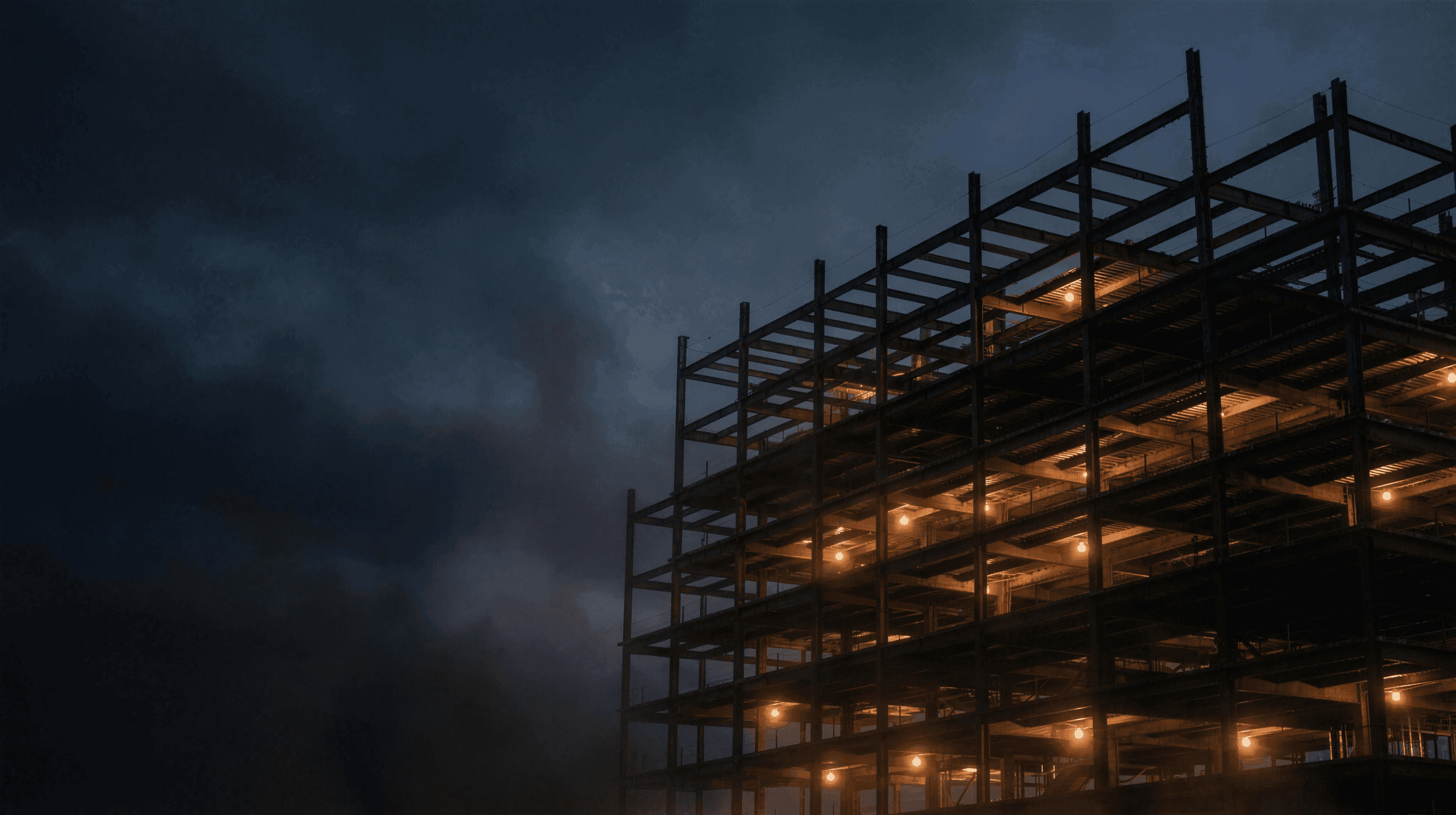 Steel-frame commercial building under construction in Upstate South Carolina